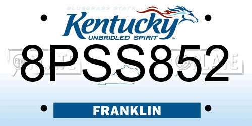 8PSS852 Kentucky License Plate