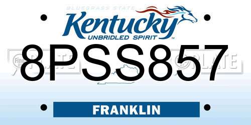 8PSS857 Kentucky License Plate