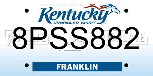 8PSS882 Kentucky License Plate