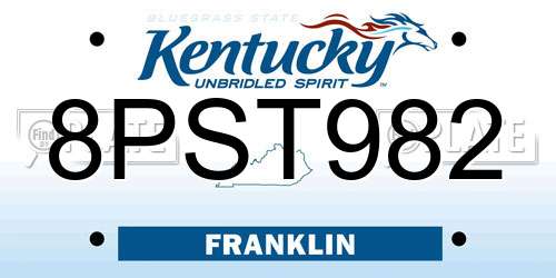 8PST982 Kentucky License Plate