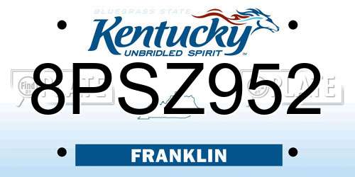 8PSZ952 Kentucky License Plate