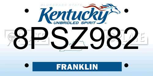 8PSZ982 Kentucky License Plate