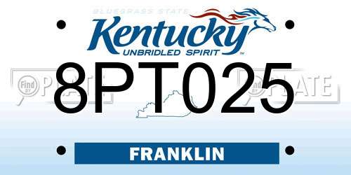 8PT025 Kentucky License Plate