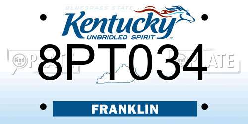 8PT034 Kentucky License Plate