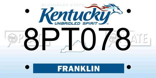 8PT078 Kentucky License Plate