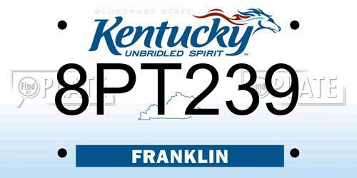 8PT239 Kentucky License Plate