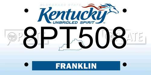 8PT508 Kentucky License Plate