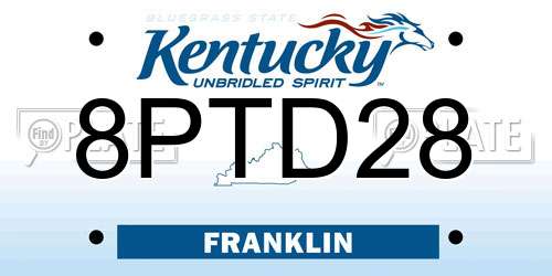 8PTD28 Kentucky License Plate
