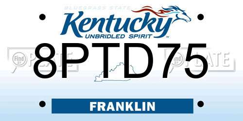 8PTD75 Kentucky License Plate