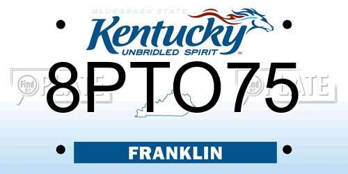 8PTO75 Kentucky License Plate