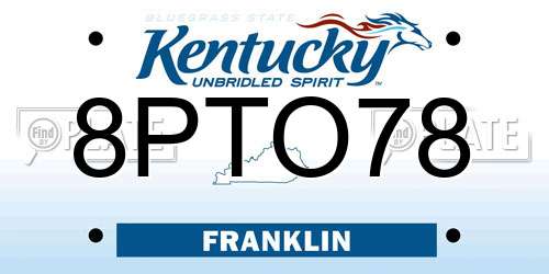 8PTO78 Kentucky License Plate
