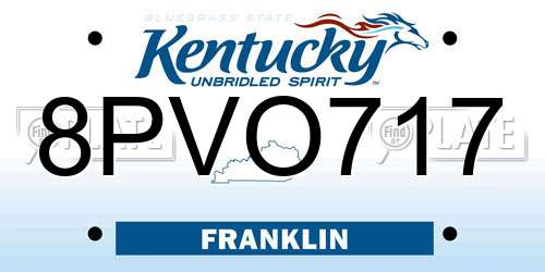 8PVO717 Kentucky License Plate