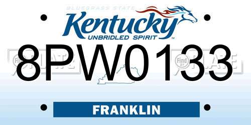 8PW0133 Kentucky License Plate