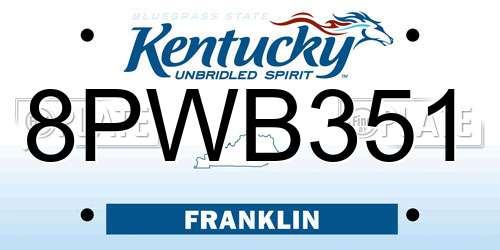 8PWB351 Kentucky License Plate