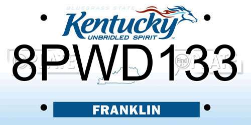 8PWD133 Kentucky License Plate