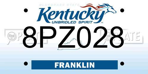 8PZ028 Kentucky License Plate