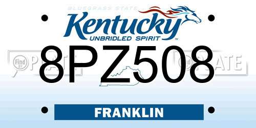 8PZ508 Kentucky License Plate