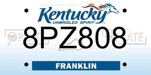 8PZ808 Kentucky License Plate