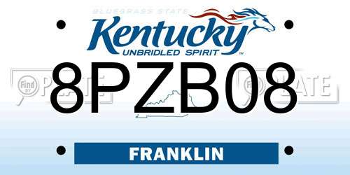8PZB08 Kentucky License Plate
