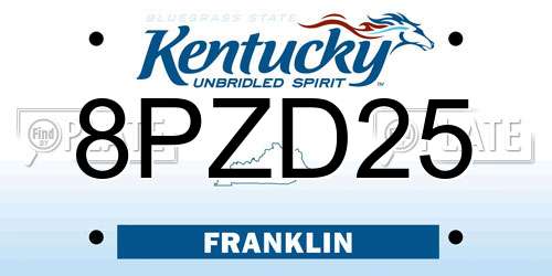 8PZD25 Kentucky License Plate