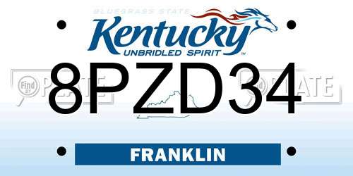 8PZD34 Kentucky License Plate