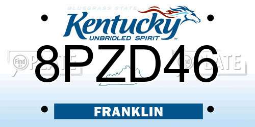 8PZD46 Kentucky License Plate