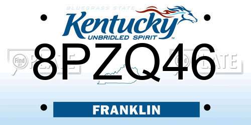 8PZQ46 Kentucky License Plate