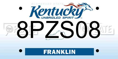 8PZS08 Kentucky License Plate