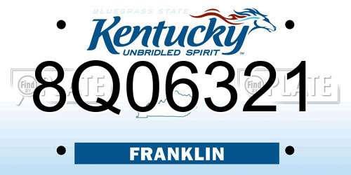 8Q06321 Kentucky License Plate
