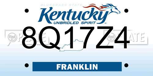 8Q17Z4 Kentucky License Plate