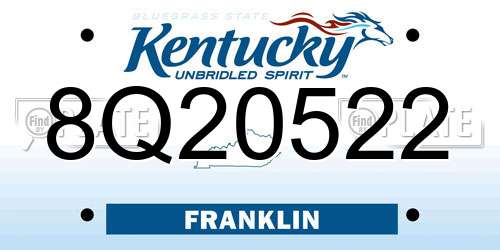 8Q20522 Kentucky License Plate