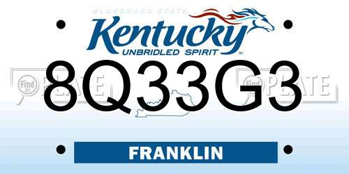 8Q33G3 Kentucky License Plate