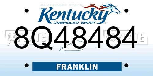 8Q48484 Kentucky License Plate