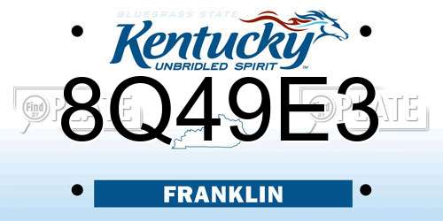 8Q49E3 Kentucky License Plate