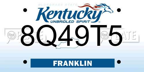 8Q49T5 Kentucky License Plate