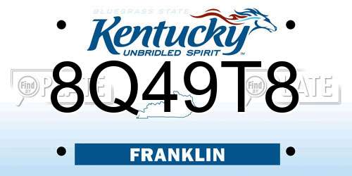 8Q49T8 Kentucky License Plate