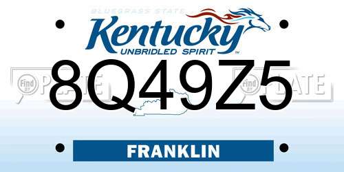 8Q49Z5 Kentucky License Plate
