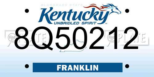 8Q50212 Kentucky License Plate