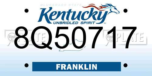 8Q50717 Kentucky License Plate