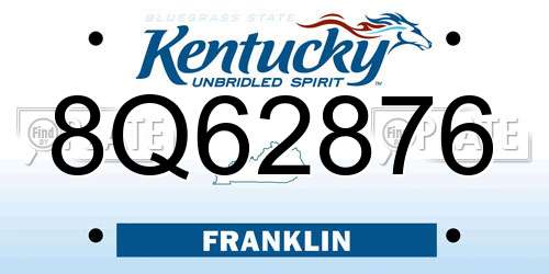 8Q62876 Kentucky License Plate