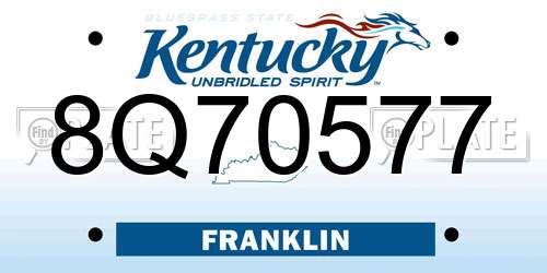 8Q70577 Kentucky License Plate