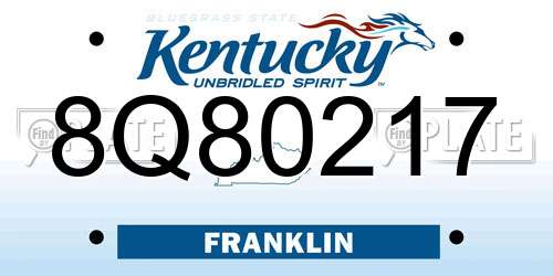 8Q80217 Kentucky License Plate