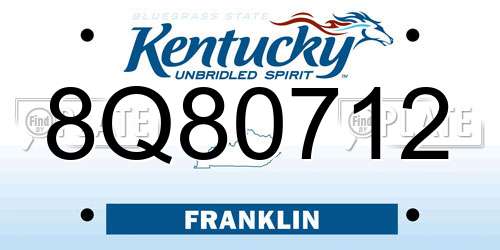 8Q80712 Kentucky License Plate