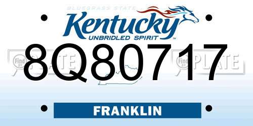 8Q80717 Kentucky License Plate