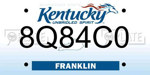 8Q84C0 Kentucky License Plate