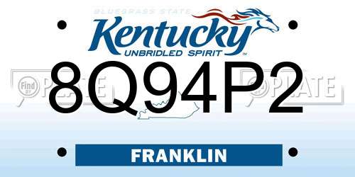 8Q94P2 Kentucky License Plate