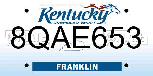 8QAE653 Kentucky License Plate