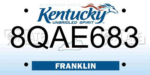 8QAE683 Kentucky License Plate