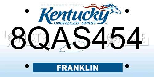 8QAS454 Kentucky License Plate