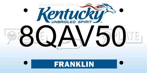 8QAV50 Kentucky License Plate